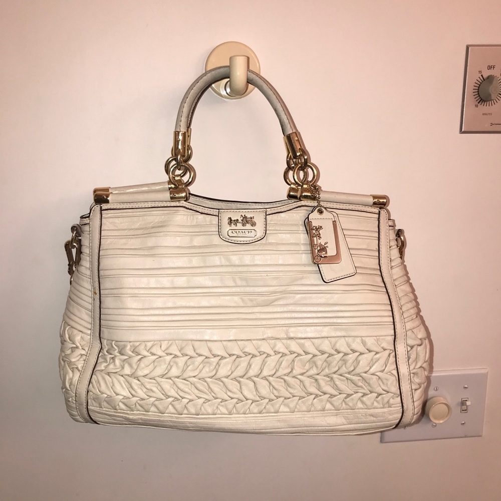 Coach leather cream tote bag